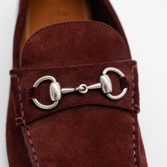 size 7G 7.5 US Gucci Burgundy Red Suede Loafers Driver Horsebit main image 10